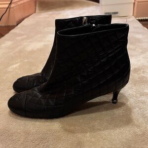Chanel Black Quilted Ankle Boots